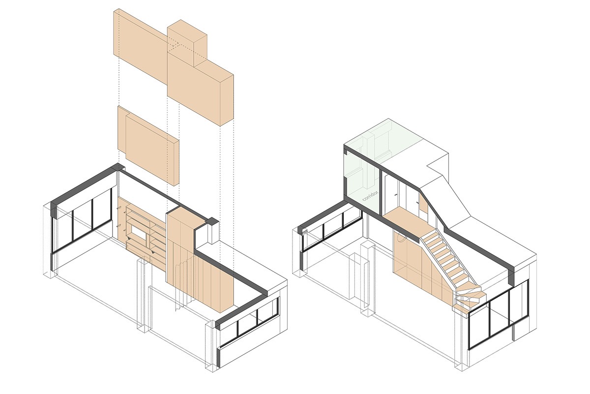 巧妙的储物空间：33平米紧凑二层小公寓设计
