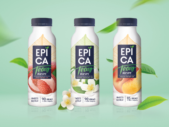 Epica茶和水果风味的酸奶包装设计