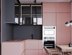 淡粉色+灰色 法國86平米簡約公寓設計