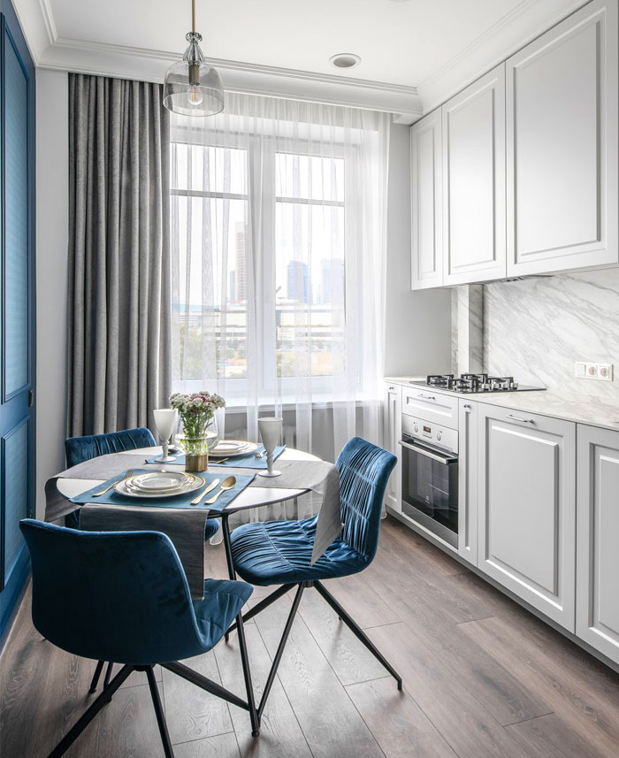浪漫时尚精致的蓝色公寓设计