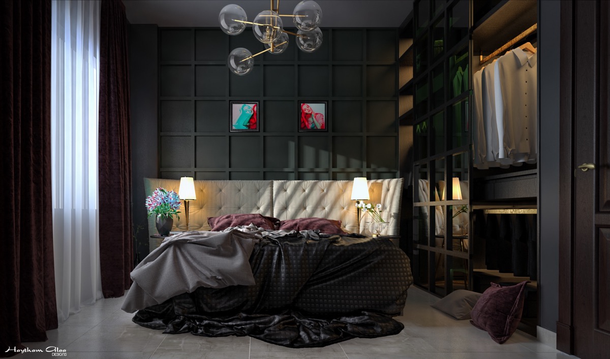 51个酷炫个性的黑色卧室设计