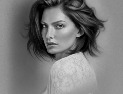 Musa Çelik照片品質的黑白和彩色肖像鉛筆畫