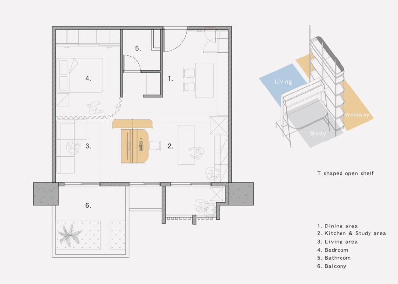 台湾46平米开放式空间小公寓设计