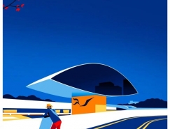 Levente Szabó以建筑师Oscar Niemeyer的作品为灵感的插画作品
