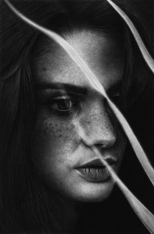 Silvio Giannini黑白肖像铅笔画作品