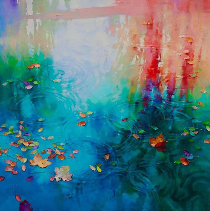 诗意的色彩：Donna Young睡莲和人物油画作品