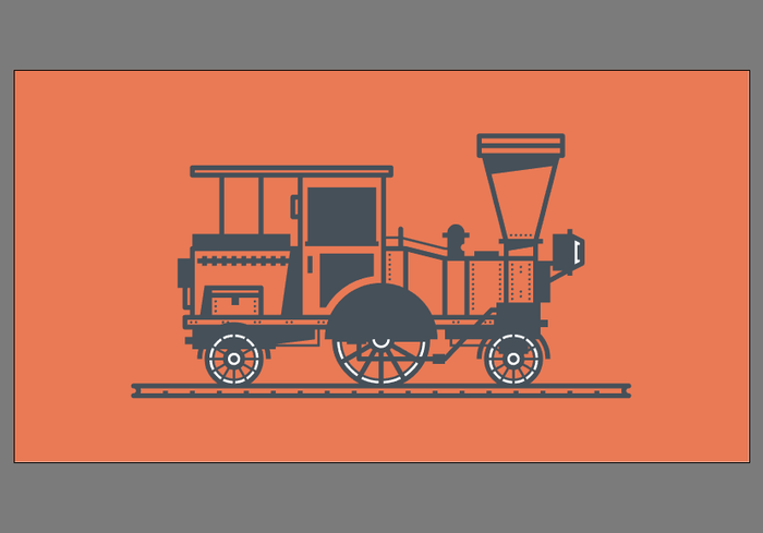 Illustrator绘制复古蒸汽火车插画
