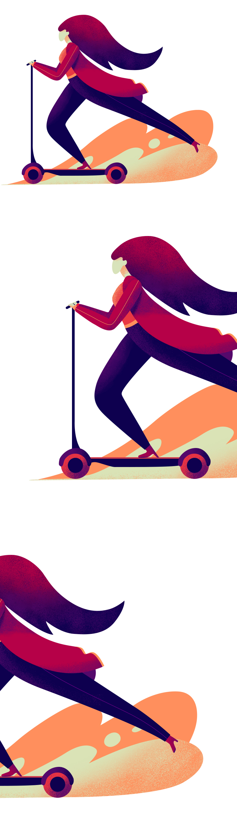时尚美女和滑板车：PS打造一个美丽的噪点插画
