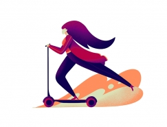 時尚美女和滑板車：PS打造一個美麗的噪點插畫