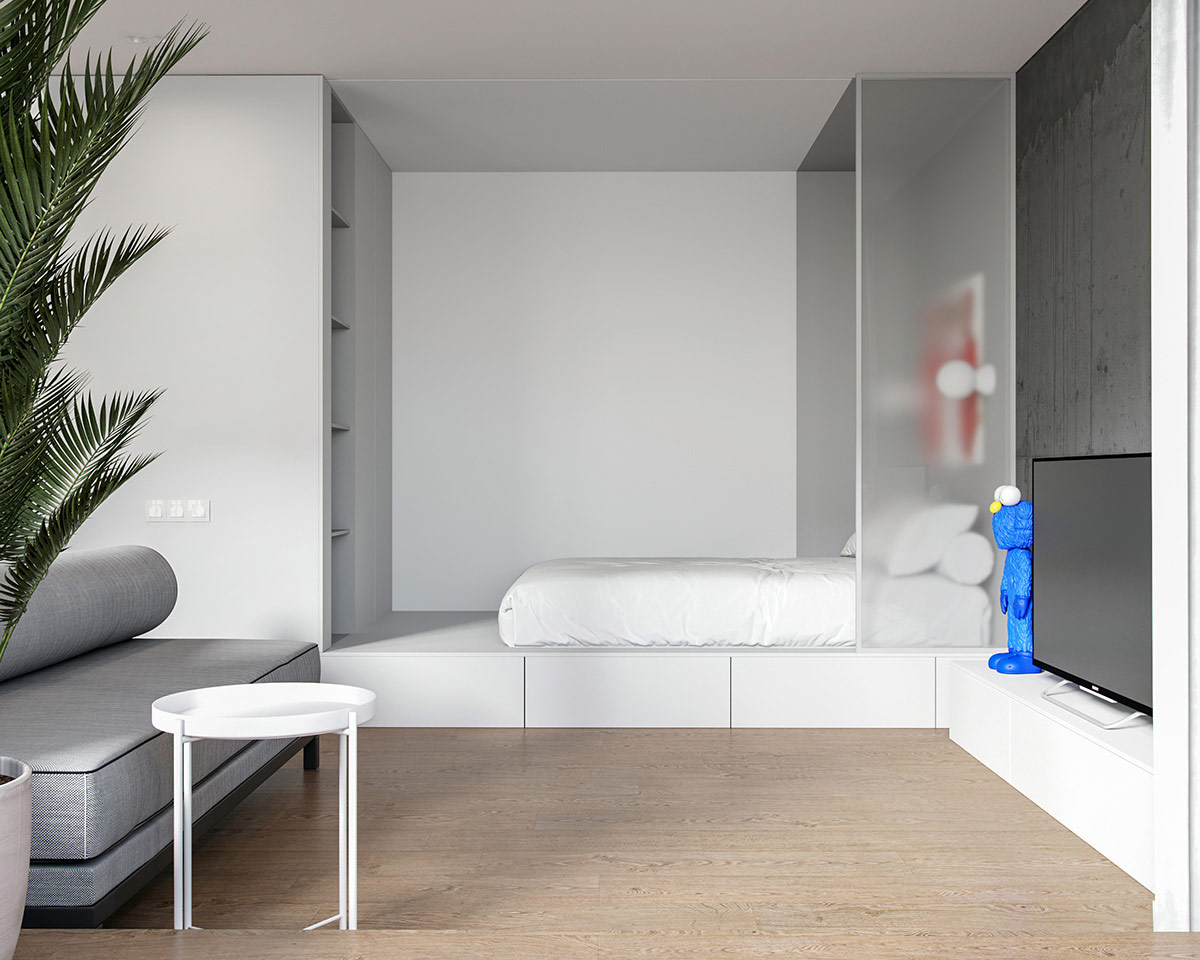 两间极简主义风格一居室小公寓空间设计