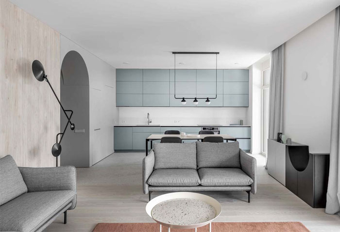 简单而富有表现力的几何形状和材料：Arka极简风格公寓设计