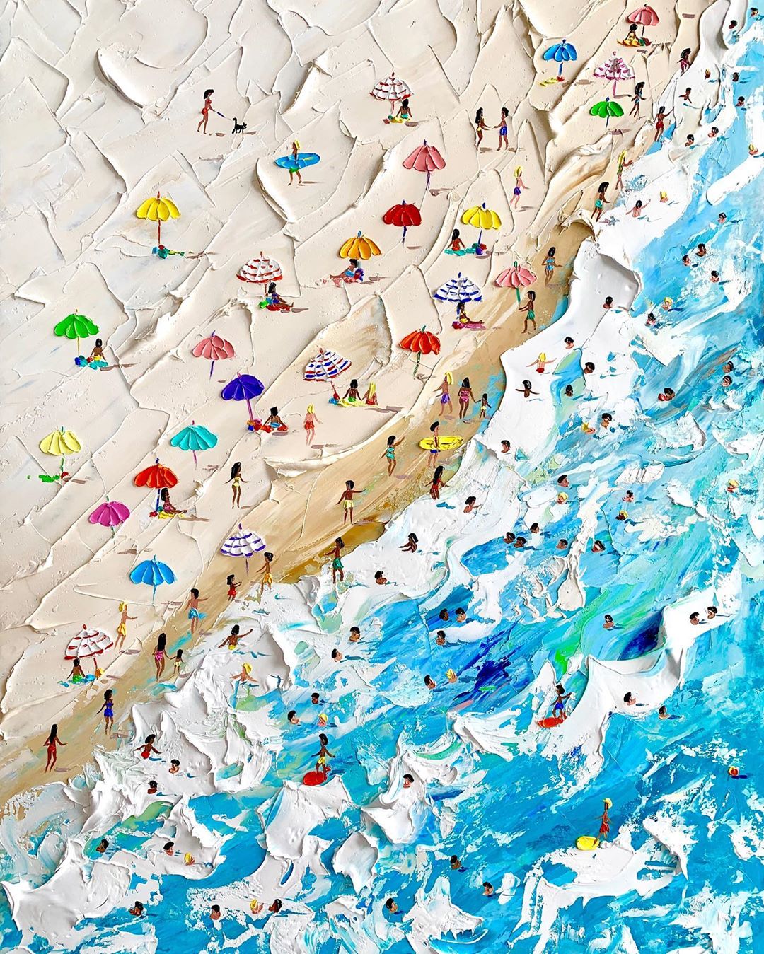 海滩边的度假时光：Alena Shymchonak油画作品欣赏
