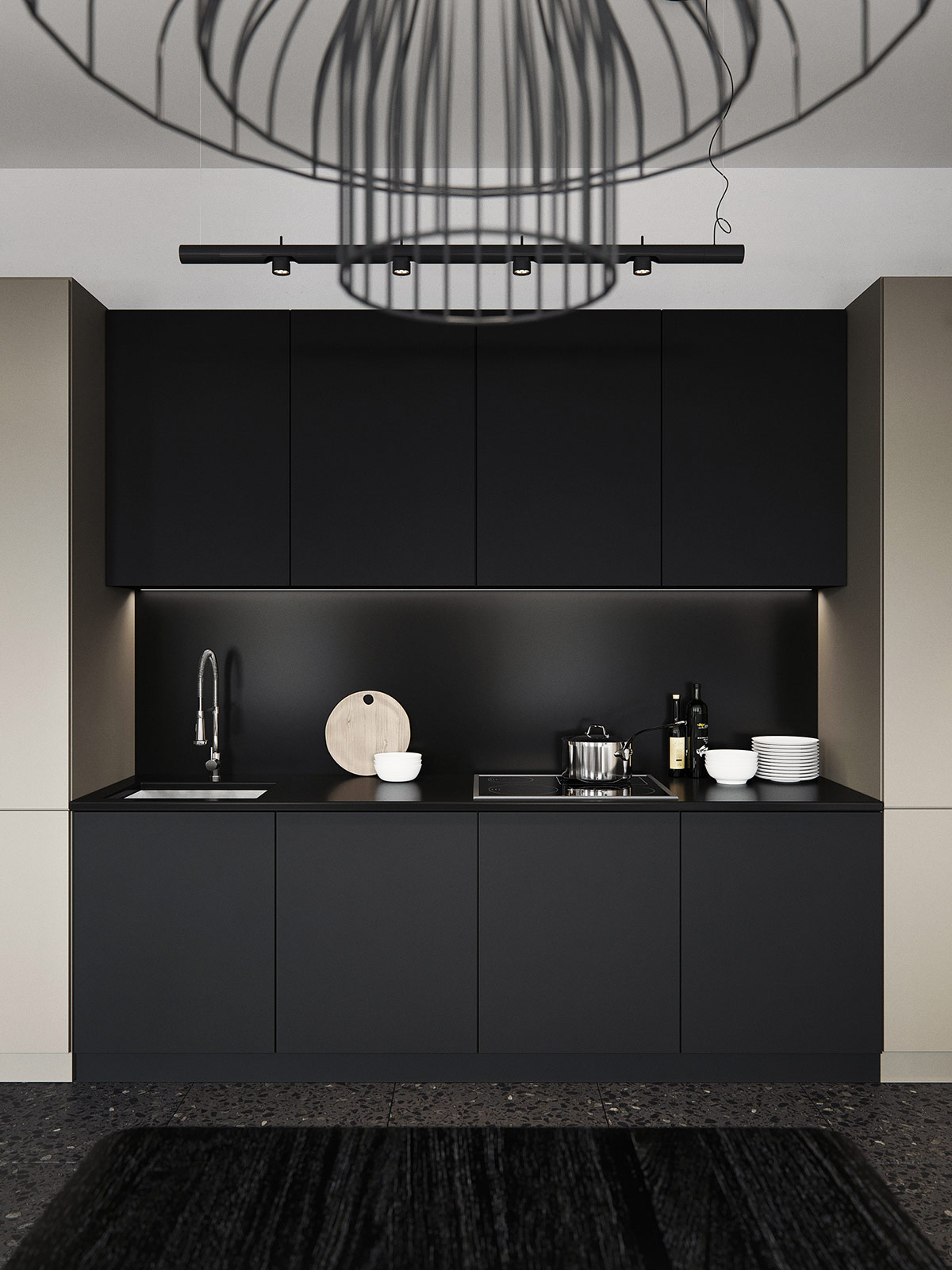 dramatic-minimalist-black-kitchen-in-mod