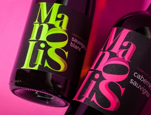 時尚的字體排版 Manolis葡萄酒包裝設計