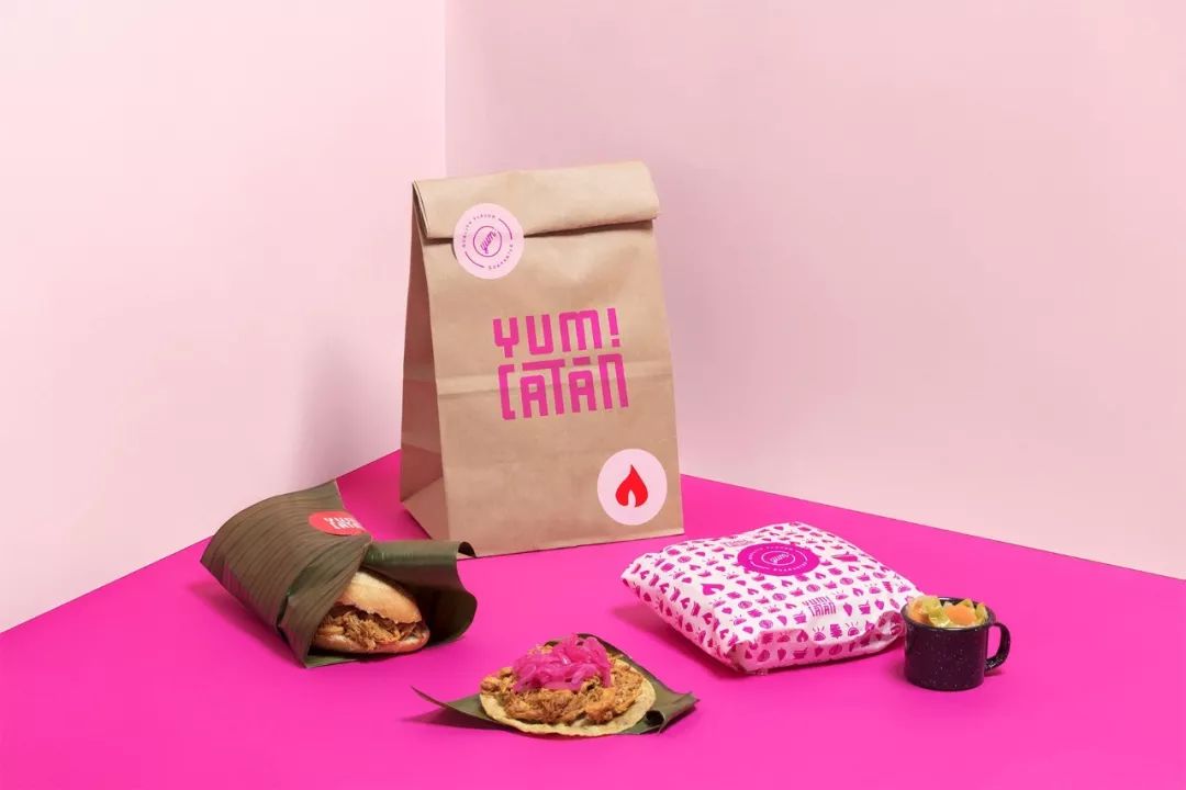 洋葱的紫粉色 墨西哥餐饮品牌Yum!catán视觉形象设计