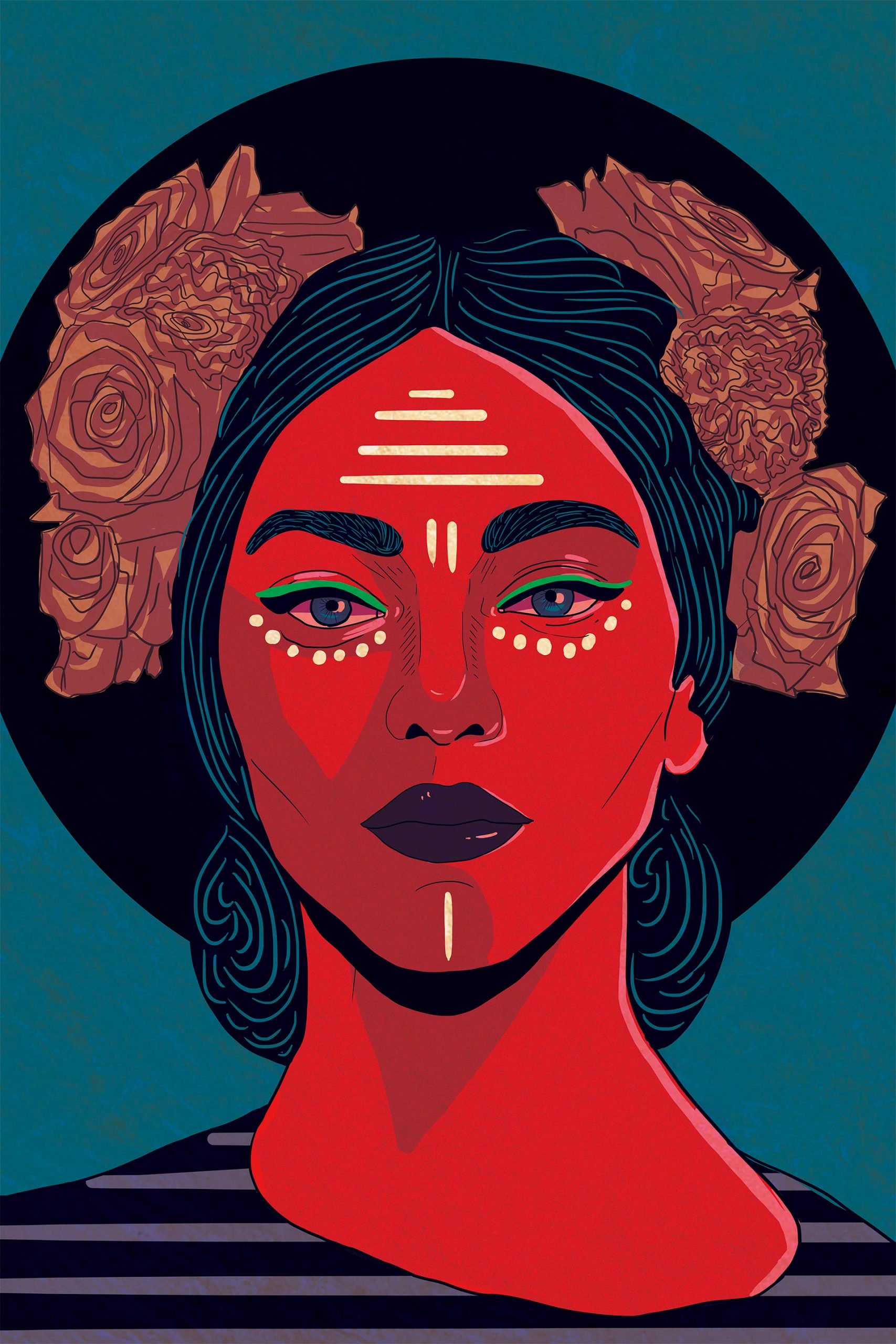 巴基斯坦艺术家Amara Sikander女性人物肖像插画