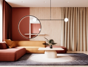 紅+橙+金演繹奢華和休閑感：溫暖又溫馨的現代家居設計
