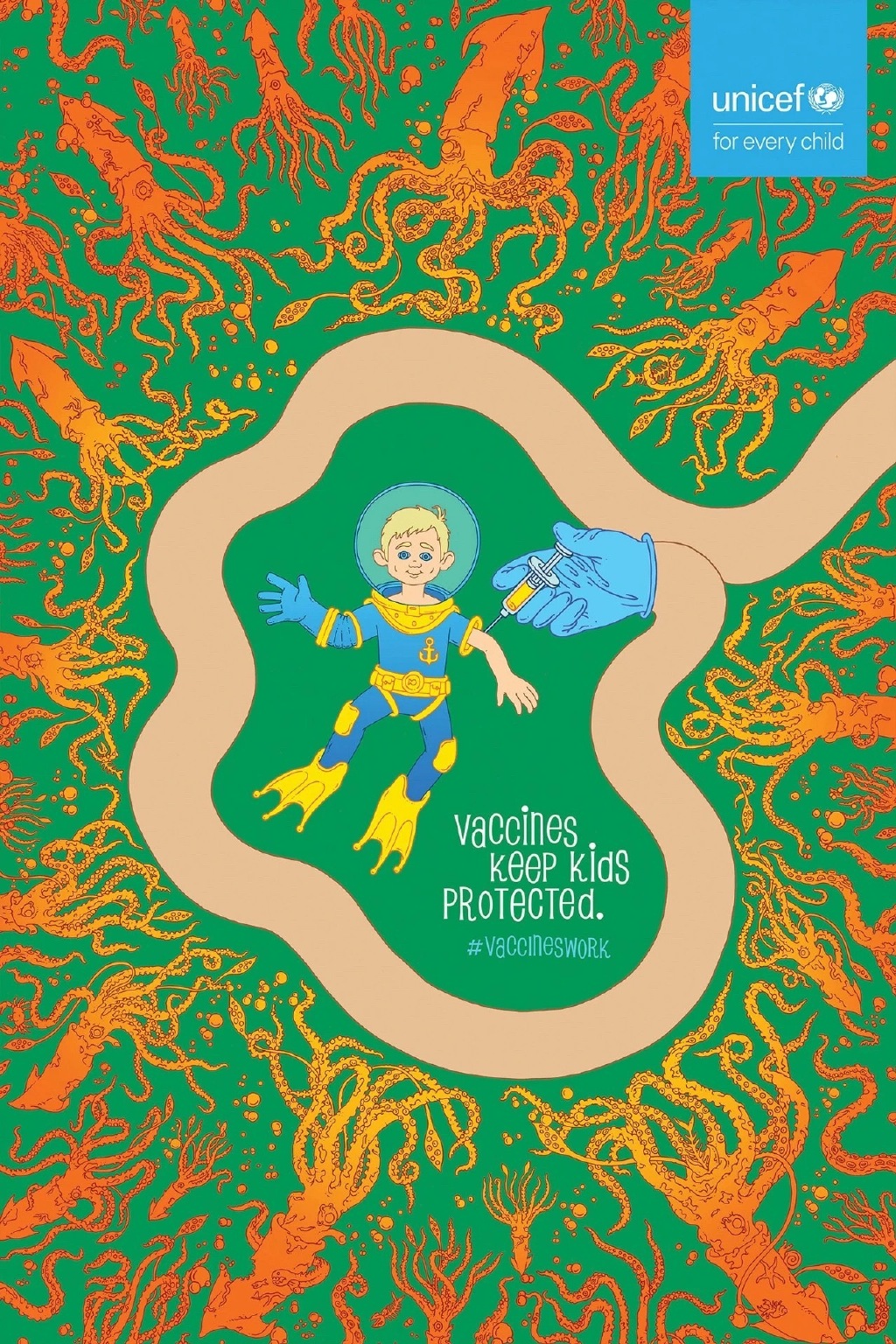 联合国儿童基金会：牛痘疫苗系列海报设计