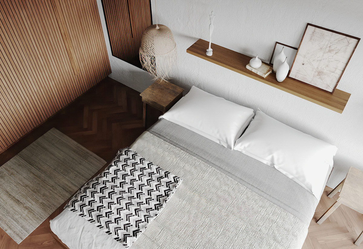 白色+原木色营造时尚而精致的宁静生活空间