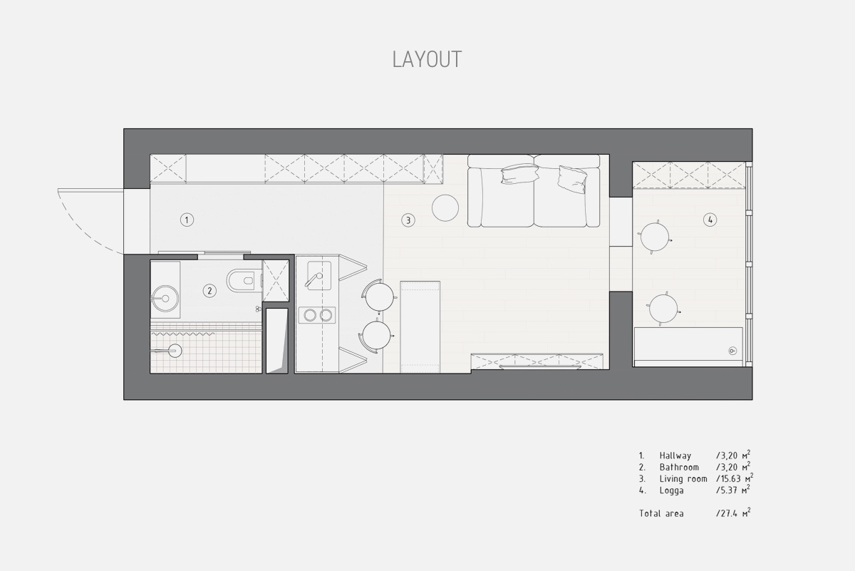 有限的空间，无限的创意！2间27平小户型公寓设计