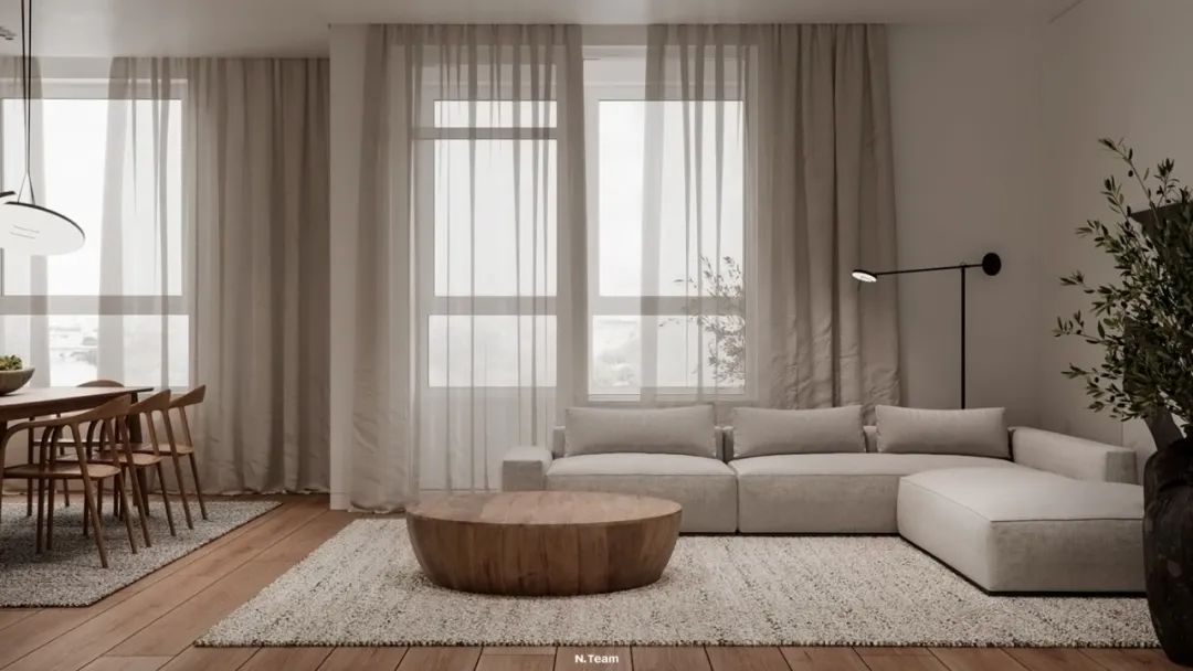 120平白色简约原木风的现代住宅设计