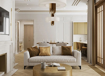 金色+白色搭配柔美高貴！126㎡現代住宅設計