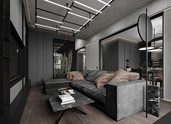 147平米高級黑輕奢複式住宅設計