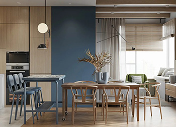 木元素+粉藍色！68m²清新活力，簡約治愈的現代住宅設計
