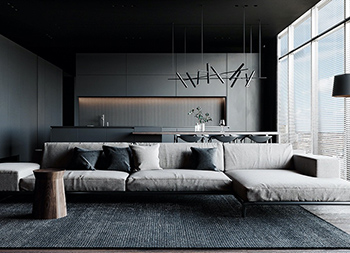 深灰+黑，3間高端輕奢住宅空間設計