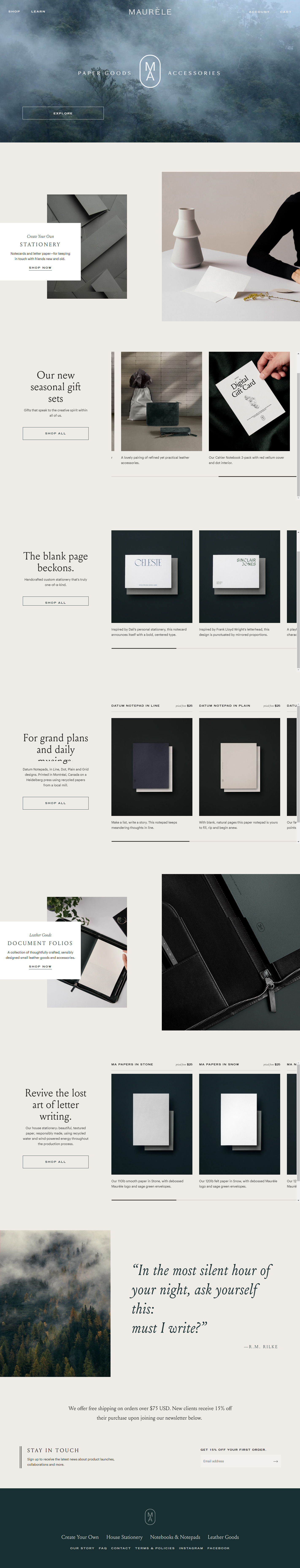 纸品文具品牌maurele网站设计