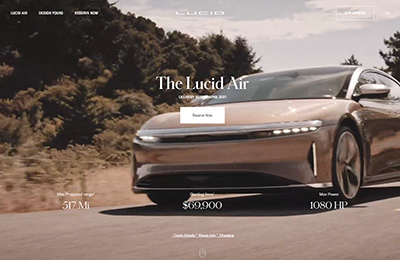 lucid電動汽車網站設計