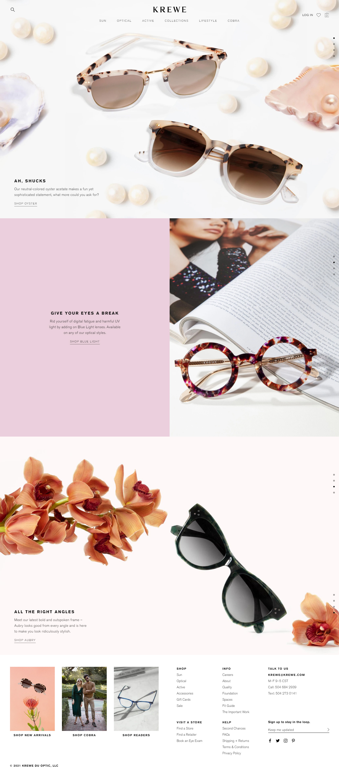 KREWE时尚眼镜网站设计