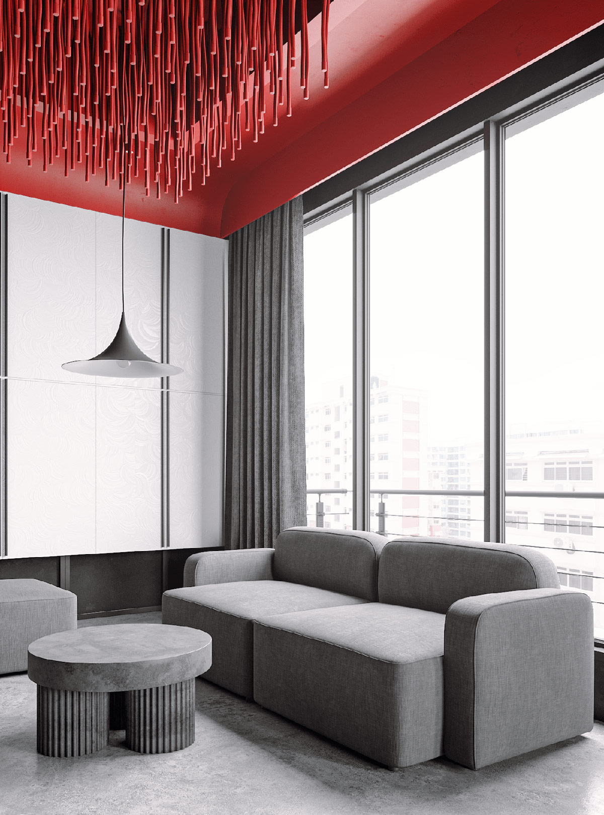 酷黑+红色，打造前卫时尚家居空间