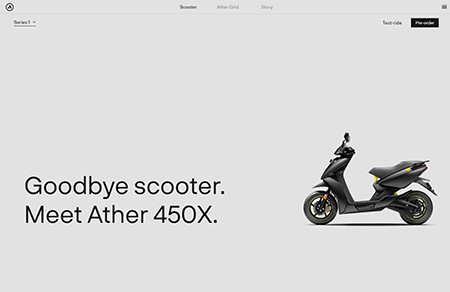 Ather电动摩托车网站设计