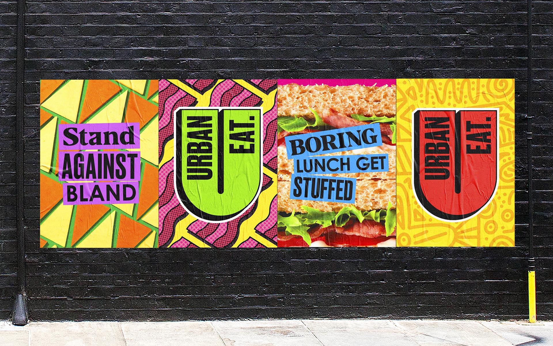 鲜艳的色彩,时尚的图案！Urban Eat三明治包装设计