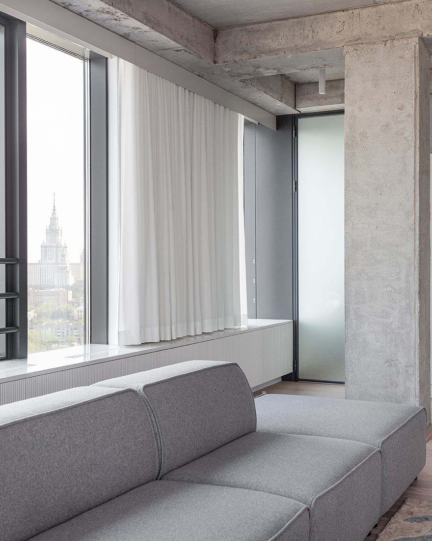 全景落地窗+混凝土天花板! 108平时尚公寓设计