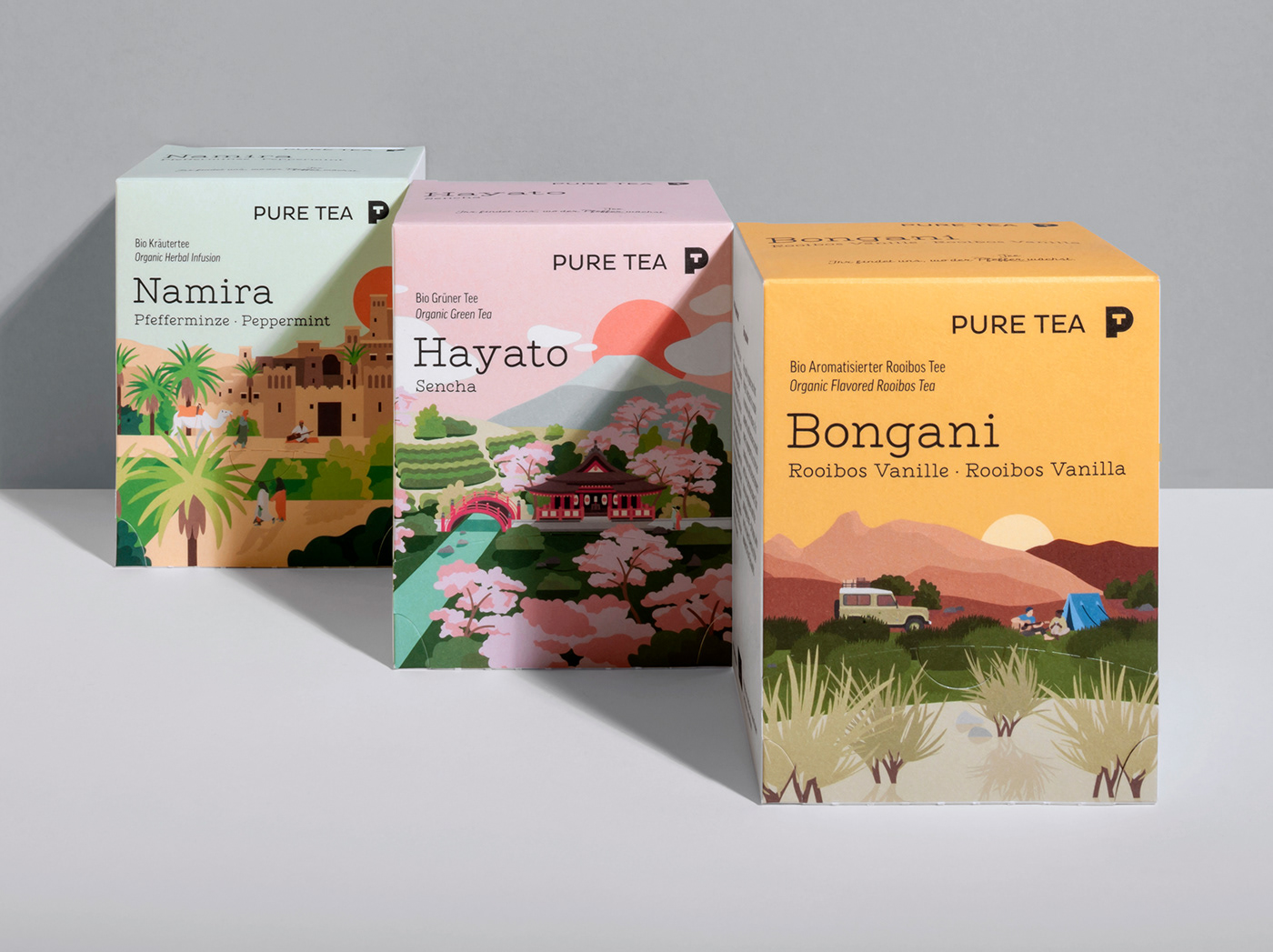 德国有机茶品牌Pure Tea的包装和插画设计