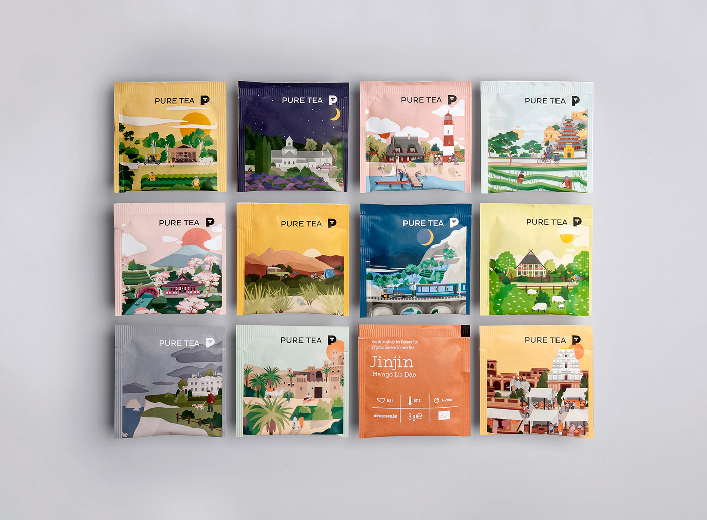 德国有机茶品牌Pure Tea的包装和插画设计