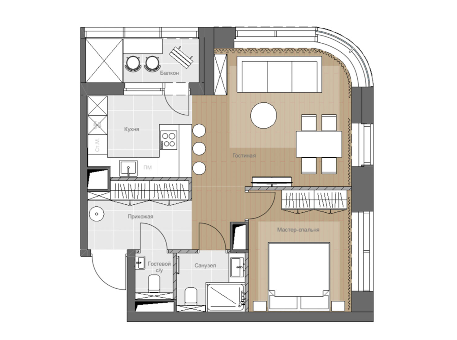 57平米雅致的灰色公寓设计