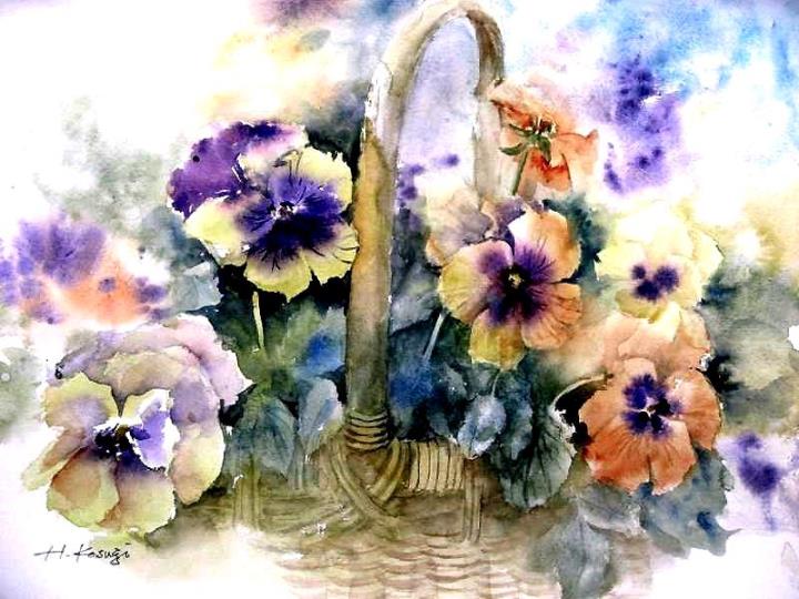 日本艺术家Harumi Kosugi水彩花卉作品