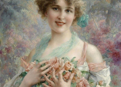 法國畫家Emile Vernon女性人物油畫作品