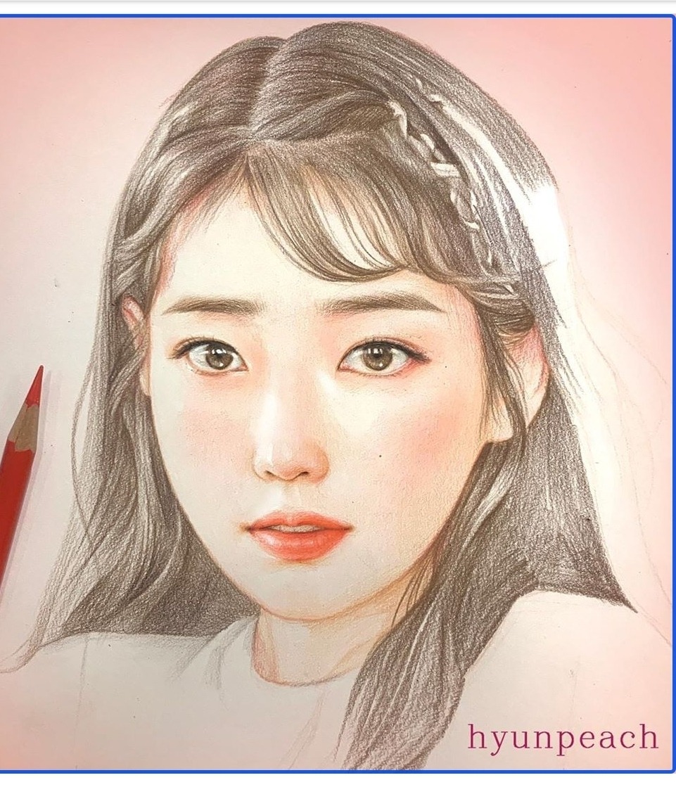 韩国画师Hyunpeach女性人物彩铅画 ​​​​