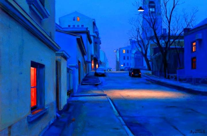 俄罗斯当代印象派画家Evgeny Lushpin城市街景绘画作品