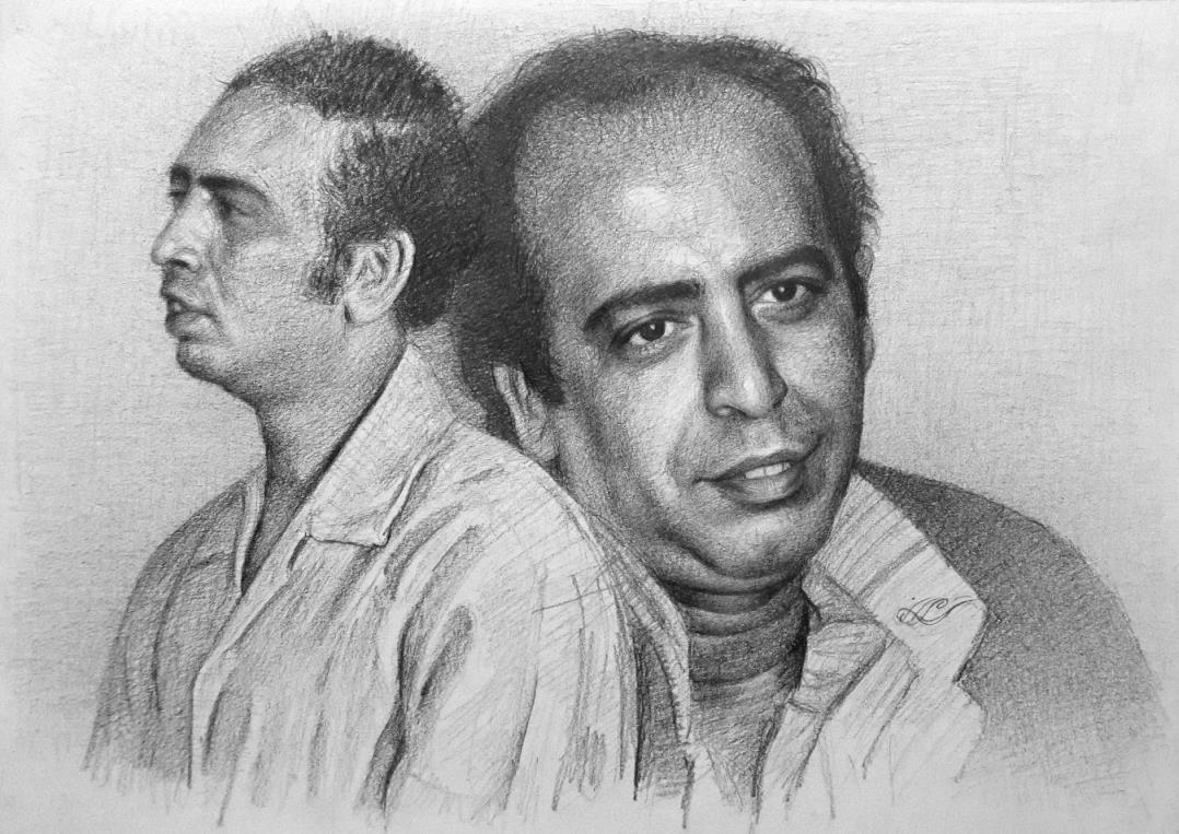 埃及艺术家Mahmoud Madani铅笔肖像画作品