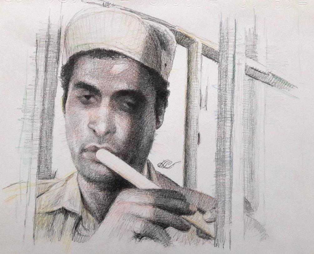埃及艺术家Mahmoud Madani铅笔肖像画作品