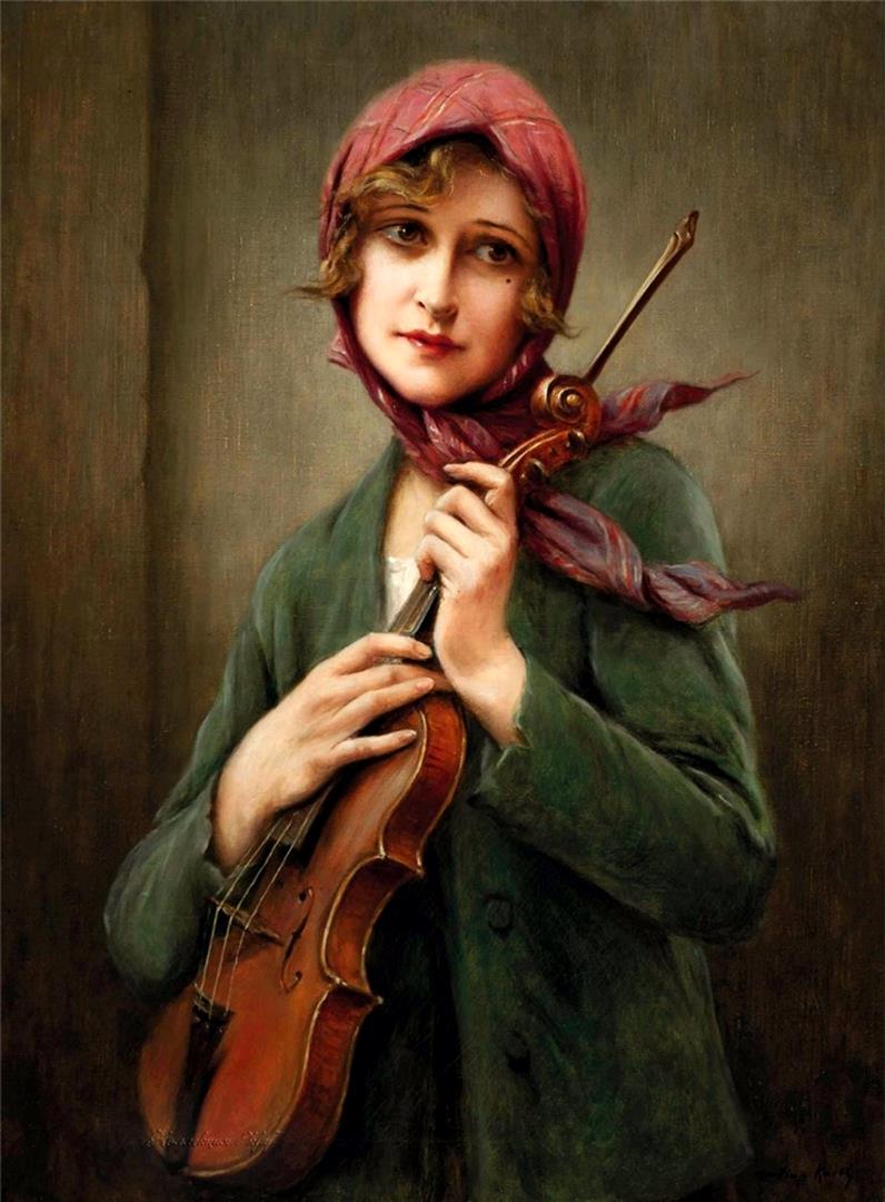 法国画家Francois Martin-Kavel(1861-1931)女性肖像油画作品