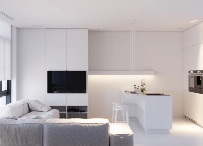 三個白色極簡風格住宅裝修設計