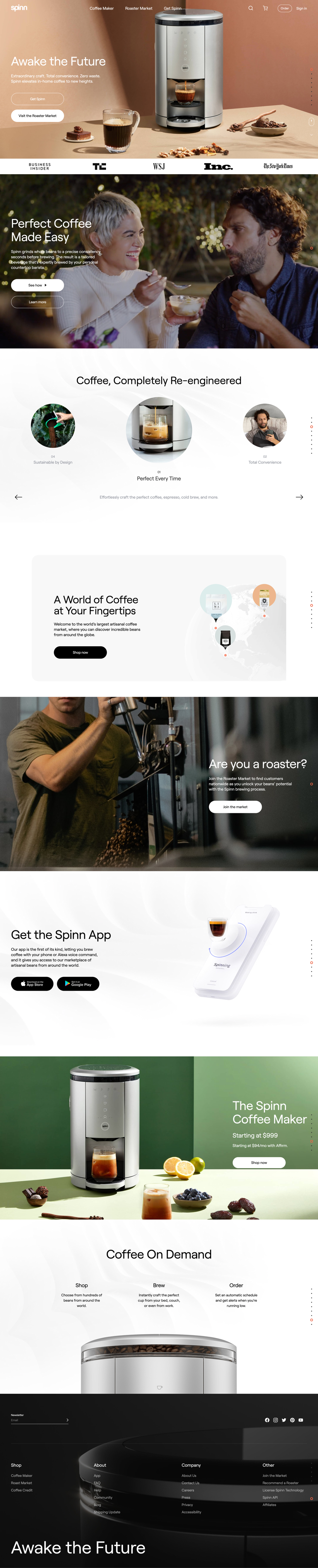 Spinn咖啡机网站设计