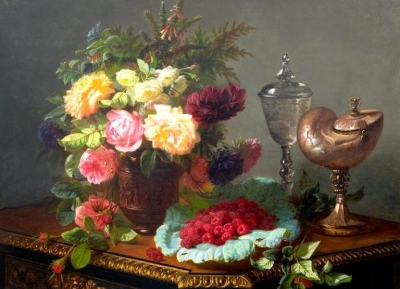 比利時畫家Jean Baptiste Claude Robie(1821-1910)：靜物花卉畫作欣賞