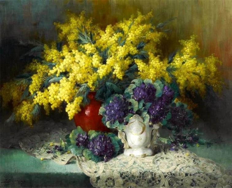 比利时画家Julien Stappers（1875-1960）花卉静物画